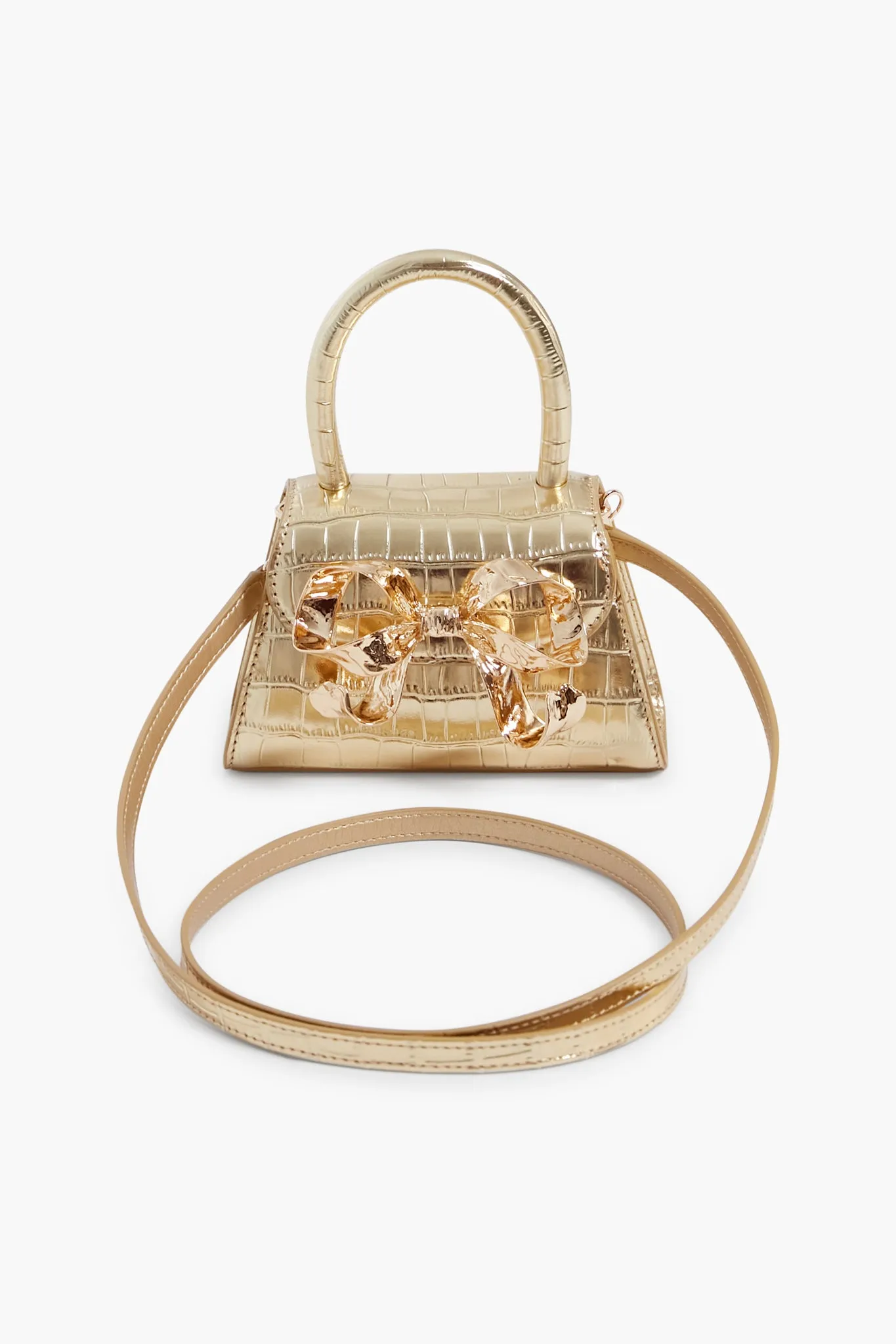 Gold Croc Micro Bow Bag