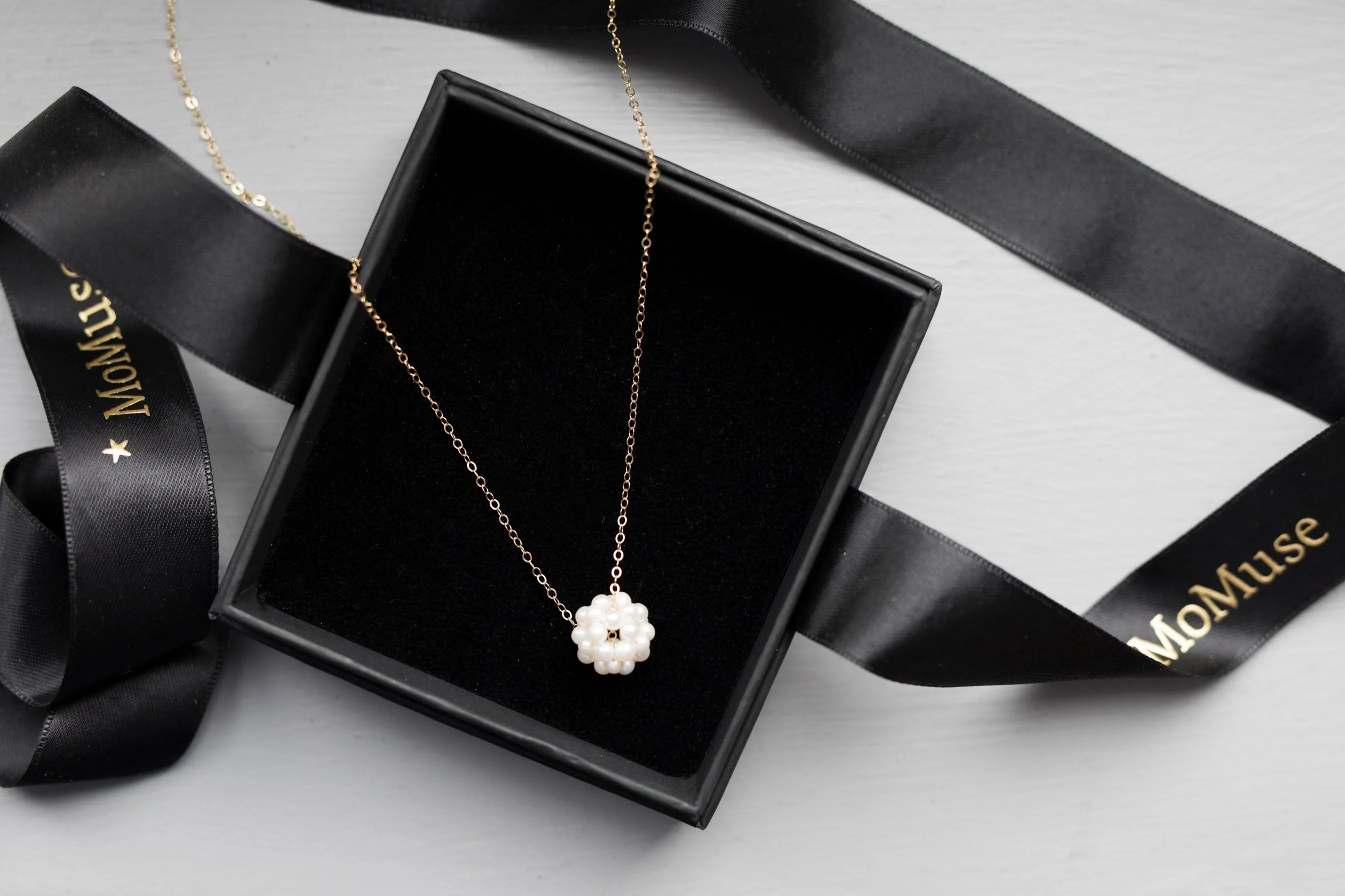 Gold Filled Pearl Cluster Pendant Necklace