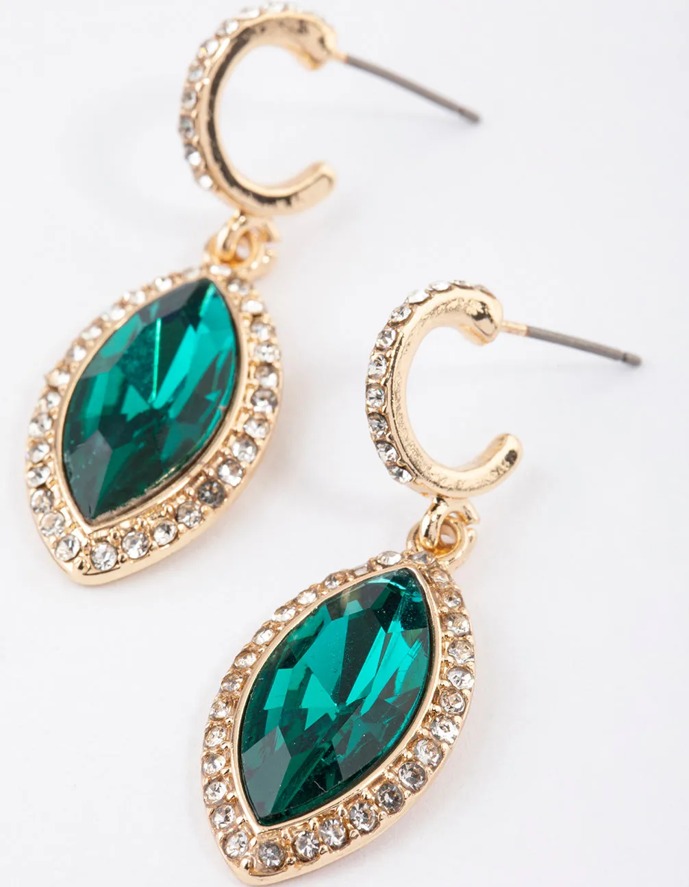 Gold Single Navet Drop Earrings