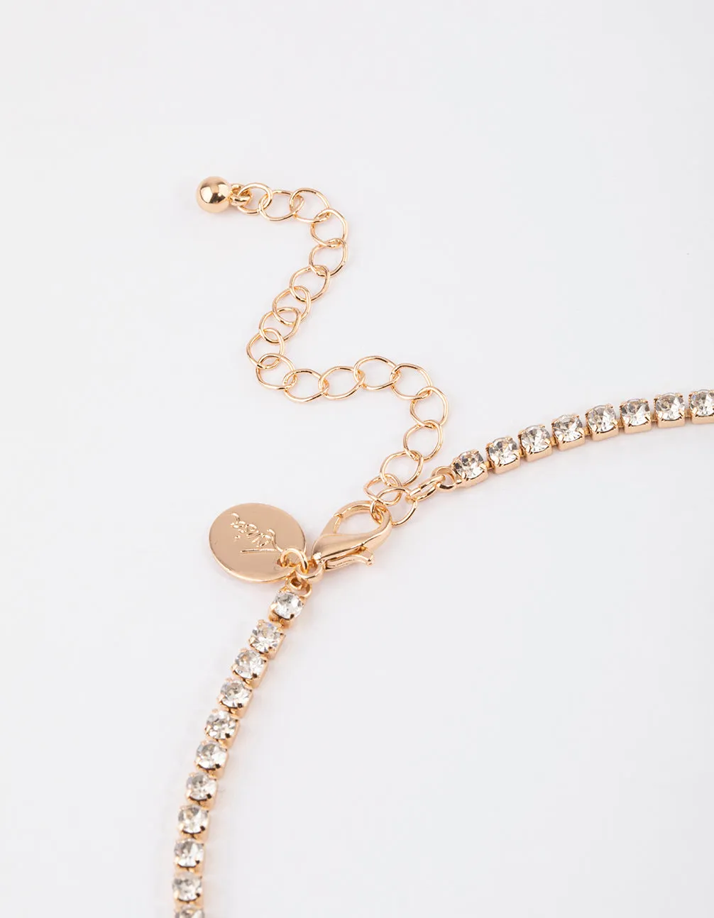 Gold Teardrop Diamante Cup Chain Jewellery Set