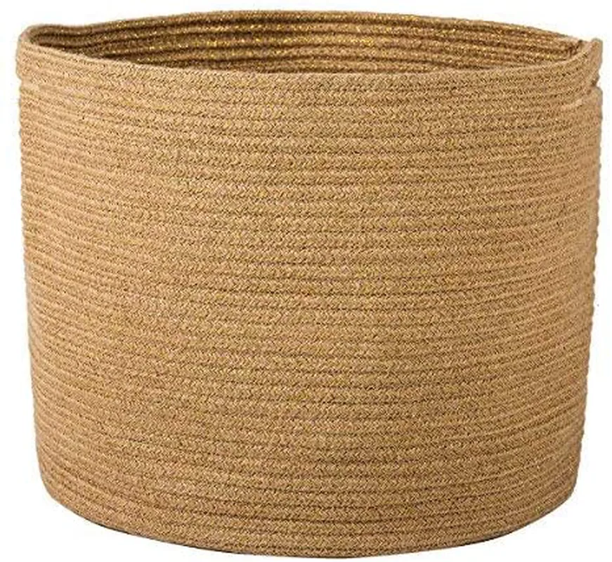 Goodpick Woven Storage Basket - Jute Basket - Rope Basket with Handles for Toys, Magazine, Books, Blanket, Logs, and Pot Plant Cover, Versatile Plant Holder Floor Laundry Storage Bin, 15.8D x 12.6H