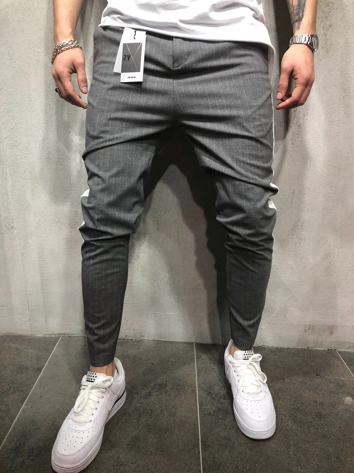 Gray Side Striped Casual Jogger Pant A113 Streetwear Jogger Pants