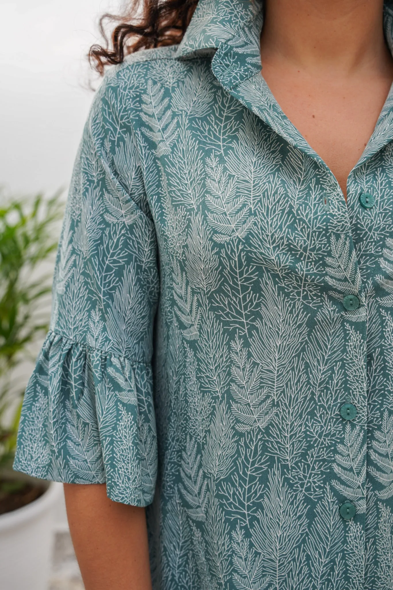 Green Fern Frill Dress