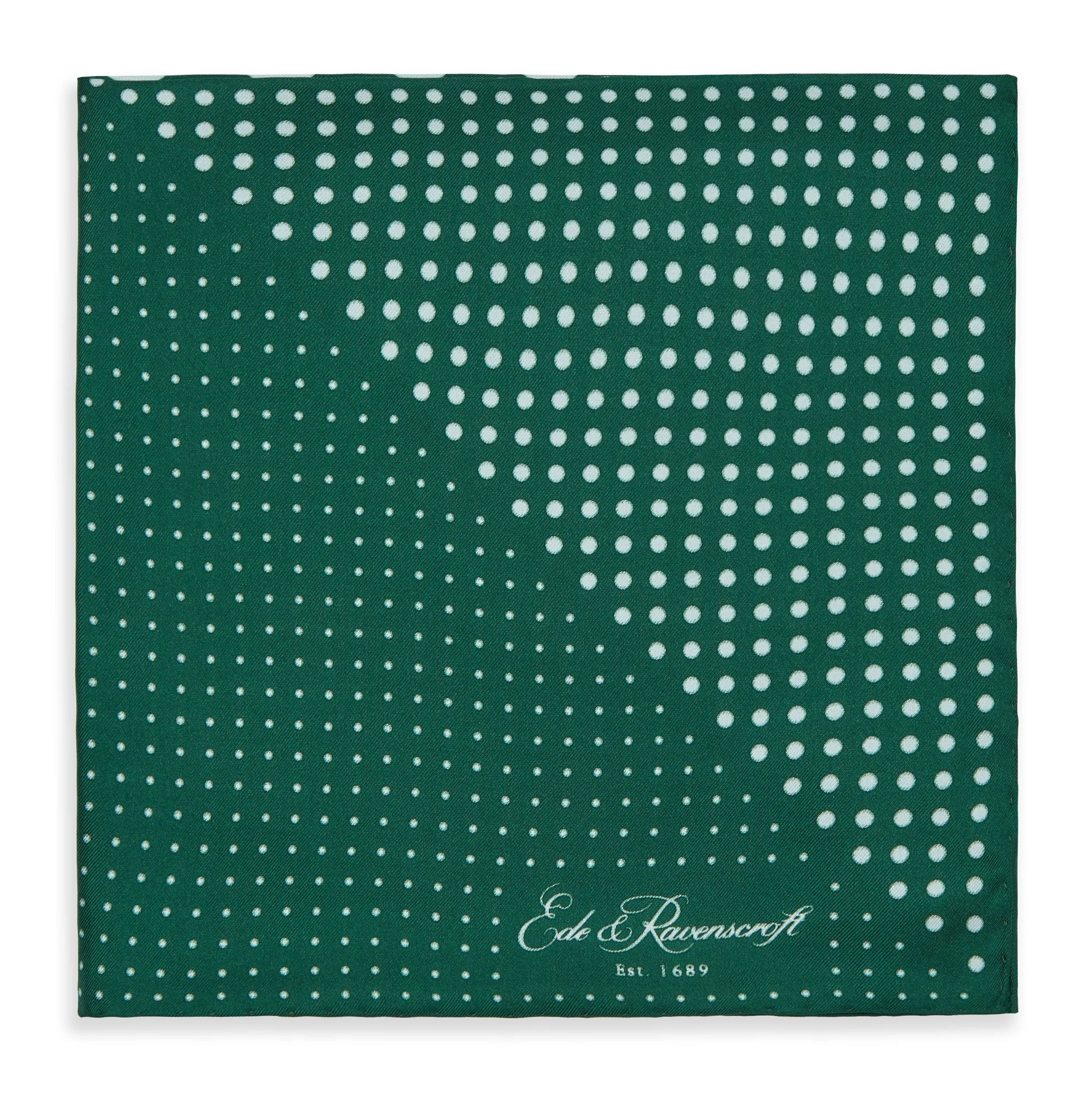 Green Triangle Spot Printed Silk Pocket Square