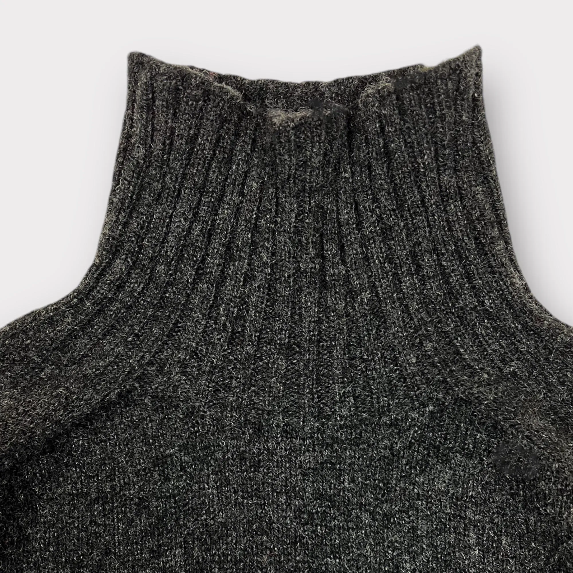 Harley Of Scotland Superfine Lambswool Mock Neck Charcoal