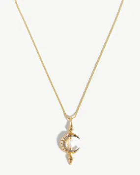 Harris Reed Crescent Moon Pearl Necklace | 18ct Gold Vermeil/Pearl