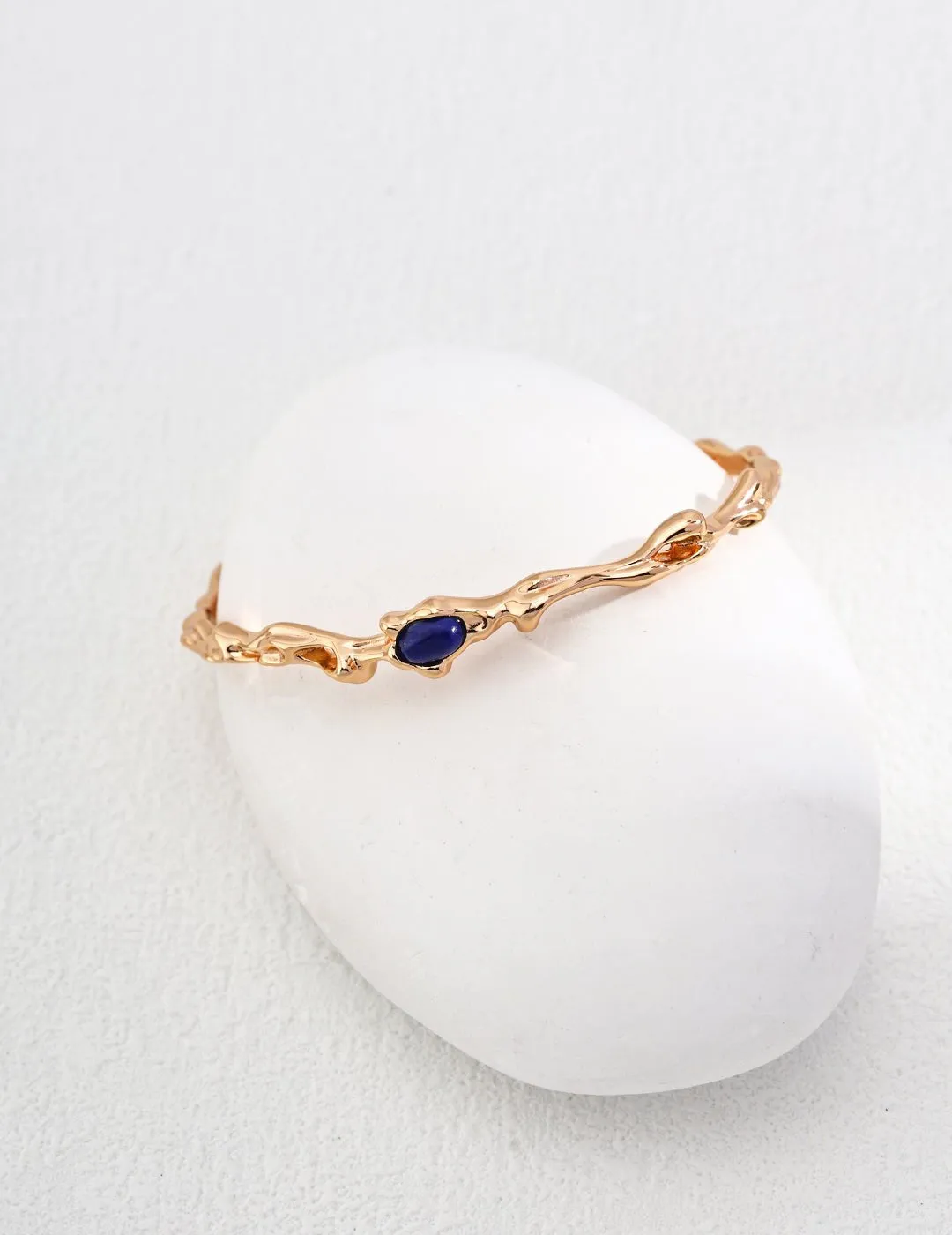 Irregular Lapis Twig-shaped Bangles Bracelets