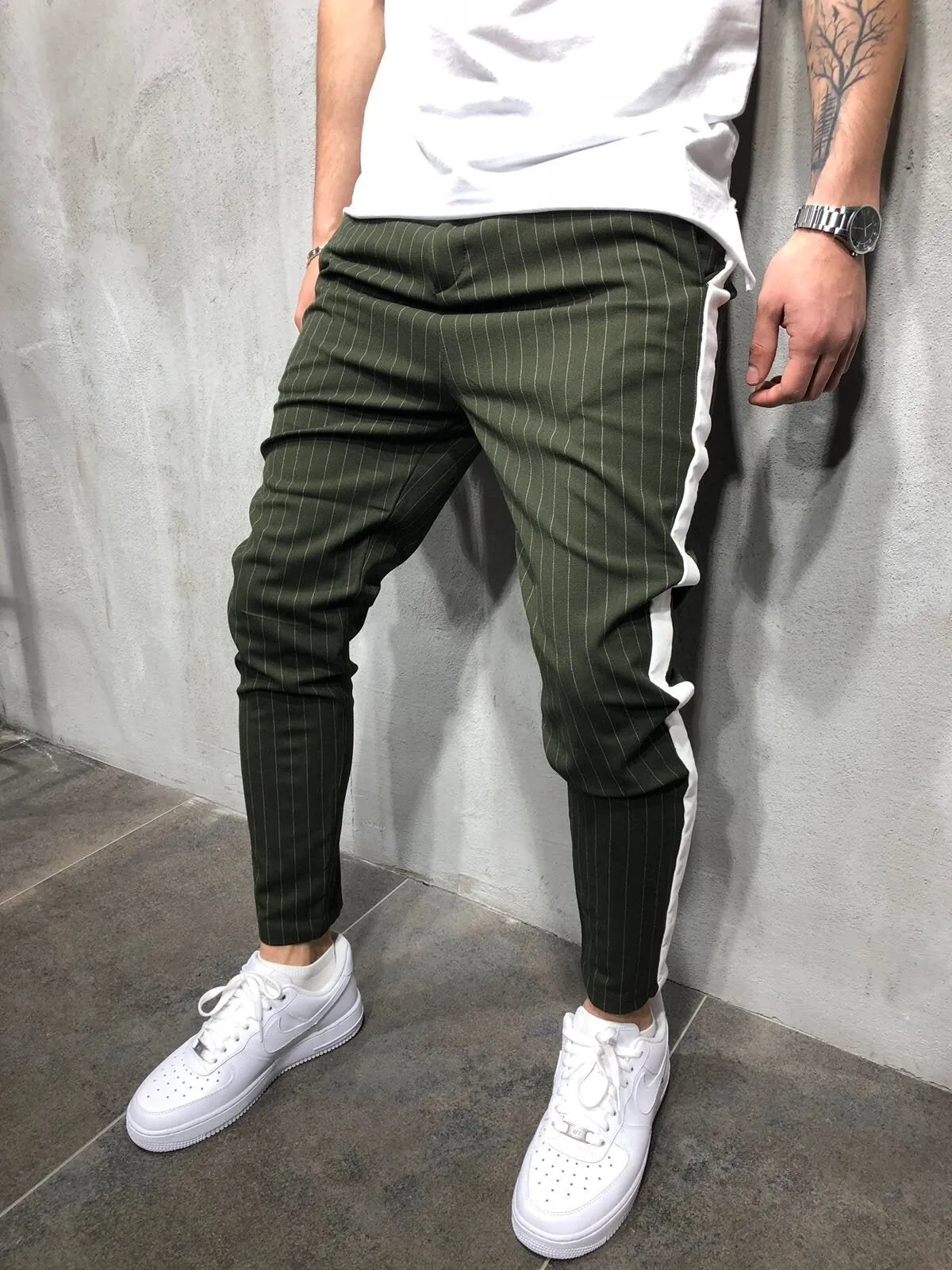 Kahki Side Striped Casual Jogger Pant A114 Streetwear Jogger Pants