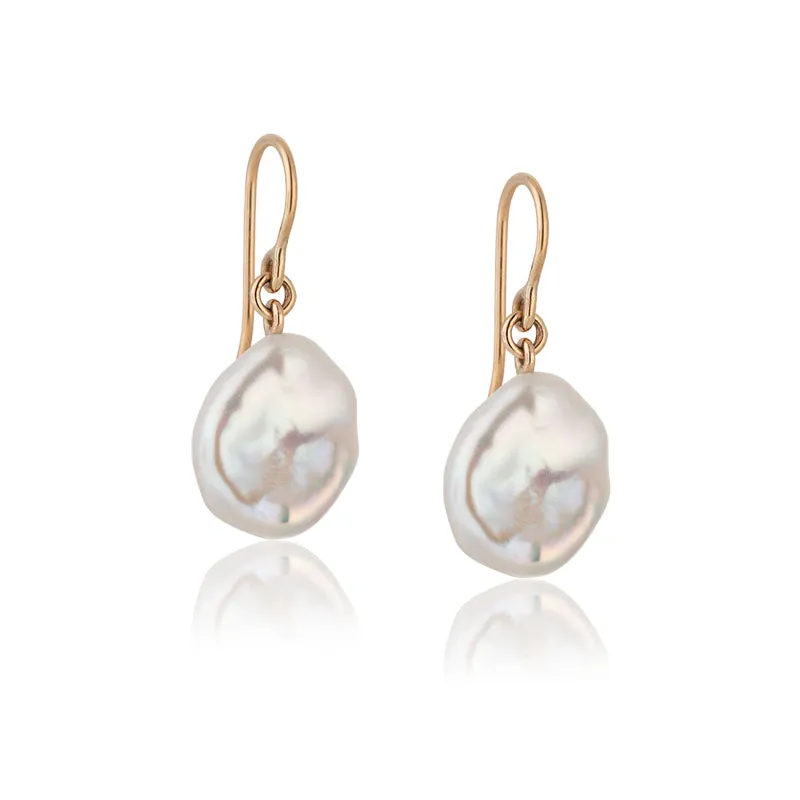 Keshi Pearl Earring, 9kt Yellow Gold