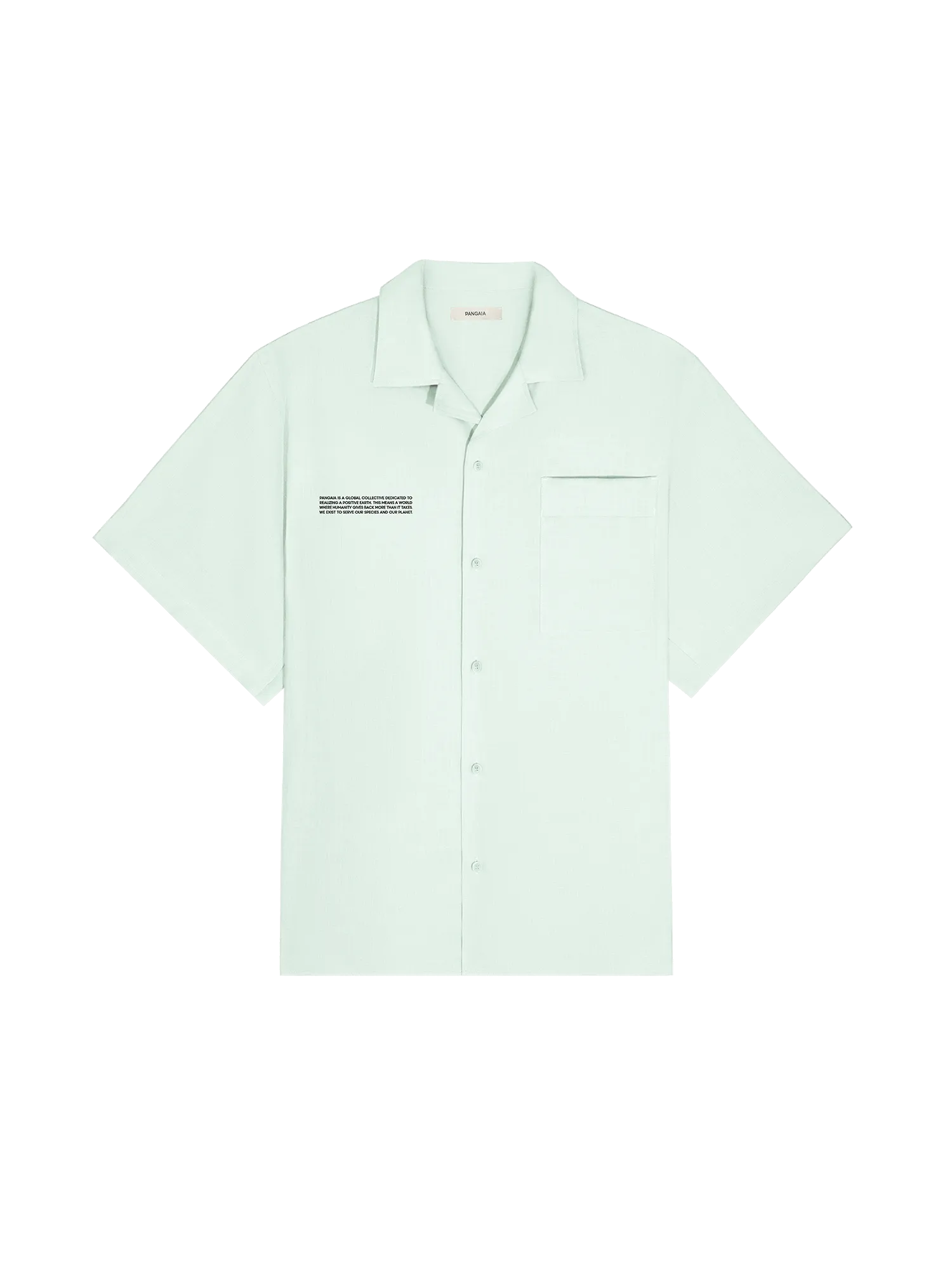 Mens DNA Linen Camp Collar Shirt—opal green