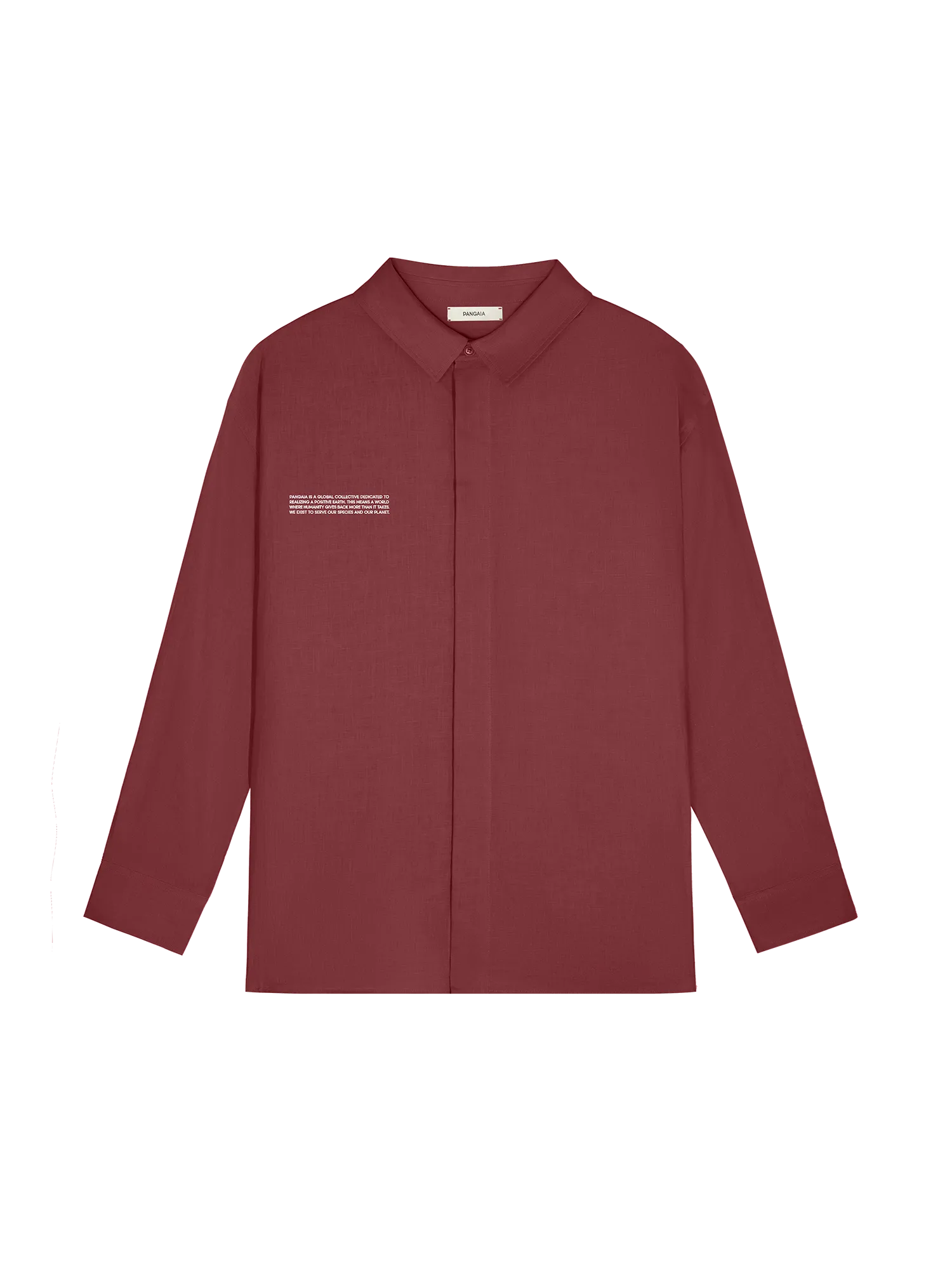 Mens DNA Linen Collared Long Sleeve Shirt—garnet red