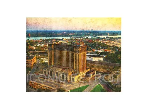 Michigan Central Station Aerial Luster or Canvas Print $35 - $430