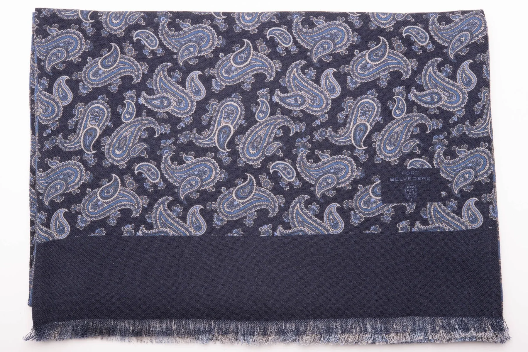 Navy Paisley & Diamond Double Sided Scarf