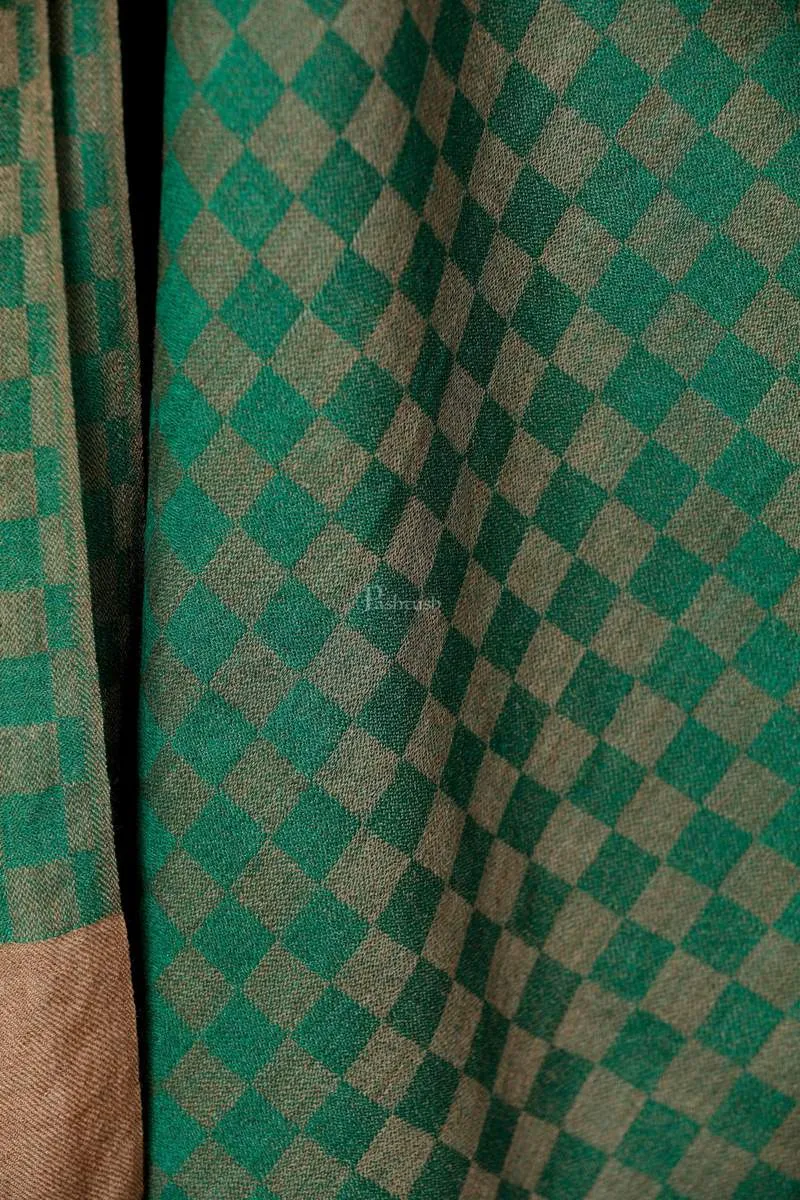 Pashtush His And Her Gift Set Of Self Checkered Stoles With Premium Gift Box Packaging, Beige and Bottle Green