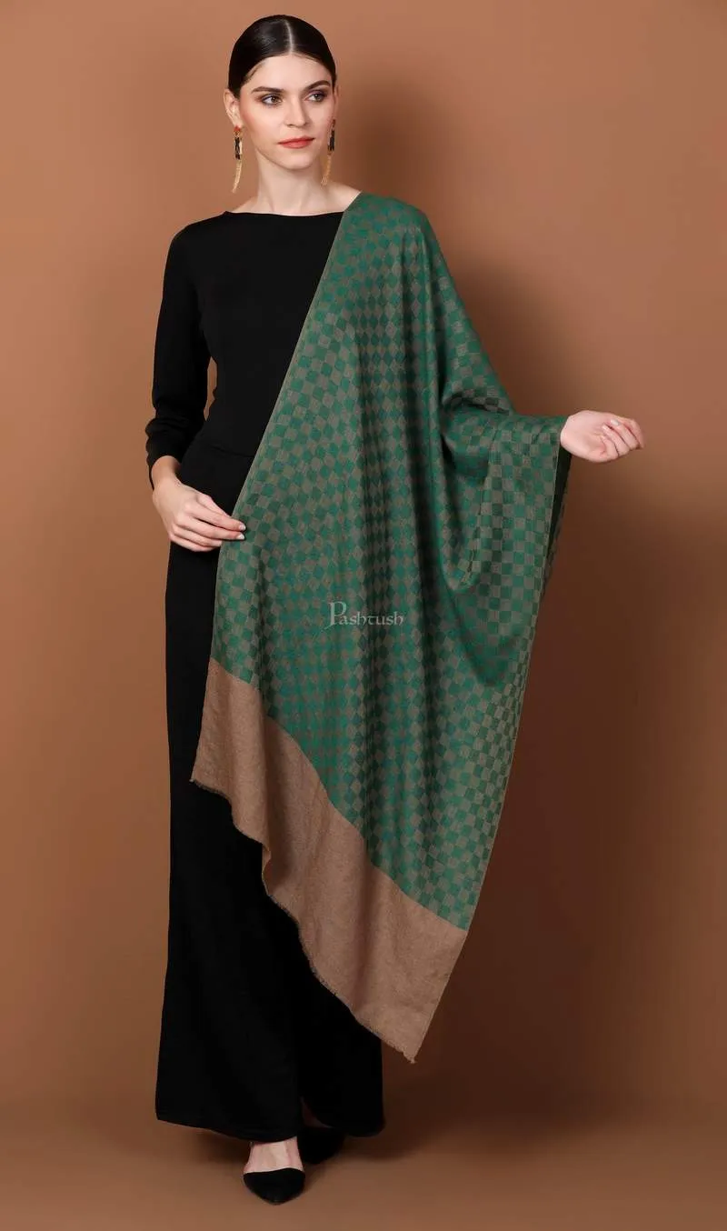 Pashtush His And Her Set Of Checkered Stoles With Premium Gift Box Packaging, Black and Bottle Green