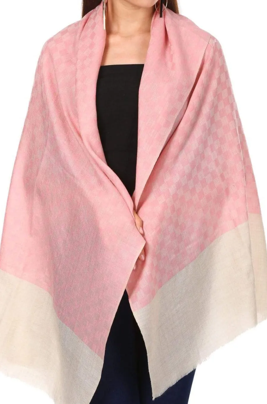 Pashtush His And Her Set Of Checkered Stoles With Premium Gift Box Packaging, Black And Powder Pink