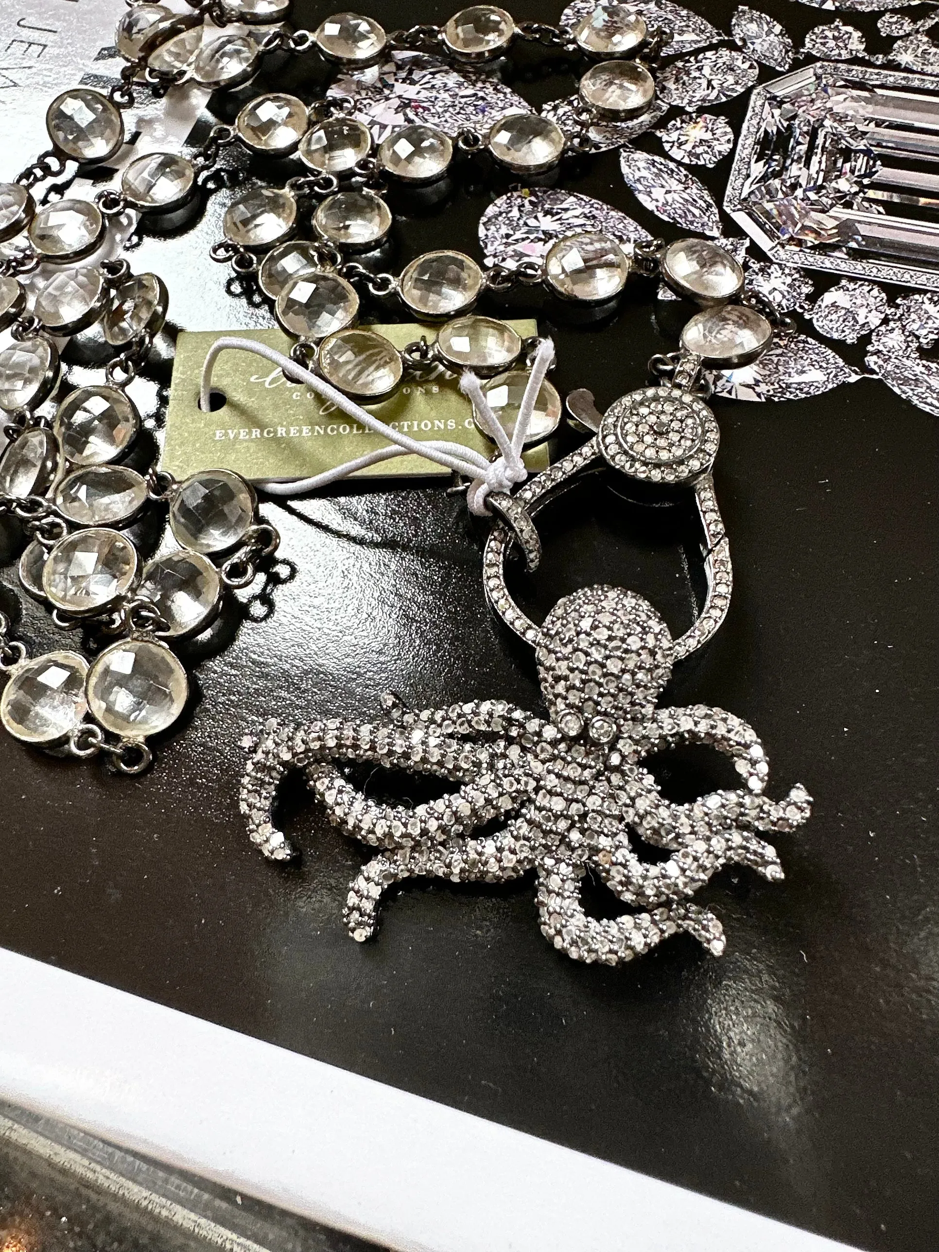 Pave Diamond Octopus Pendant and Brooch