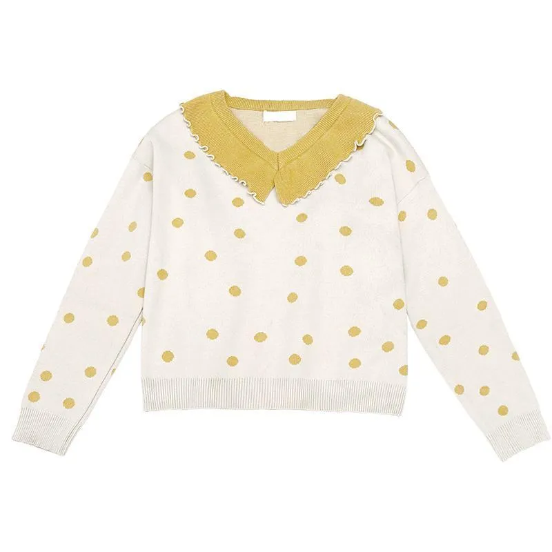 Perter Pan Collar Dot Shirt