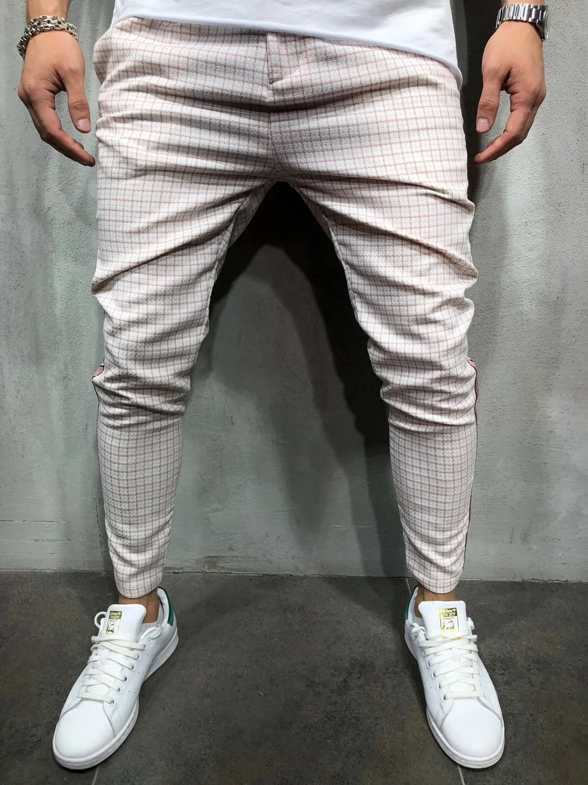 Pink Side Striped Casual Jogger Pant A145 Streetwear Jogger Pants