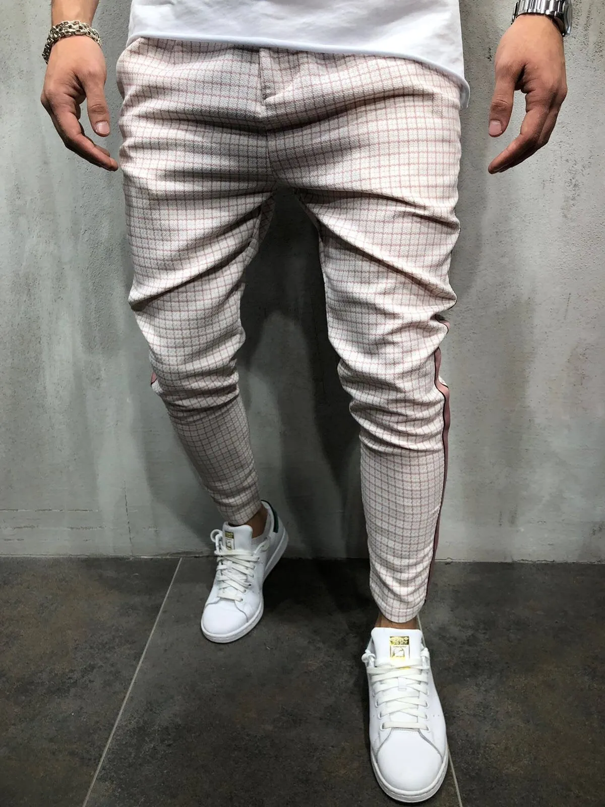 Pink Side Striped Casual Jogger Pant A145 Streetwear Jogger Pants