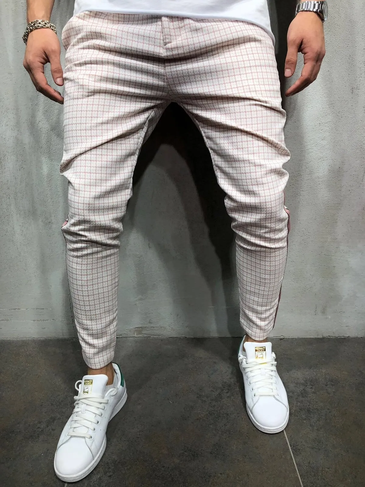 Pink Side Striped Casual Jogger Pant A145 Streetwear Jogger Pants