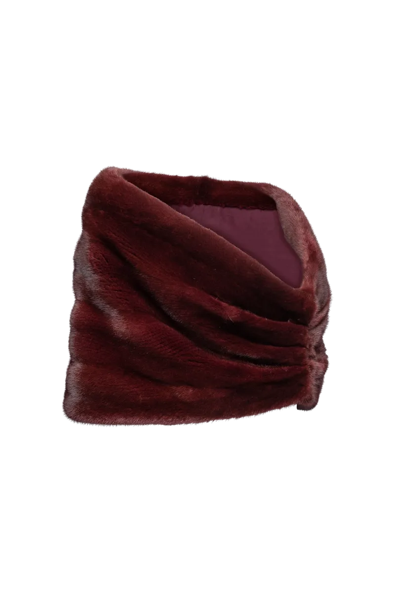 Pleated Red Jewel Mink Fur Stole