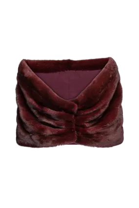 Pleated Red Jewel Mink Fur Stole