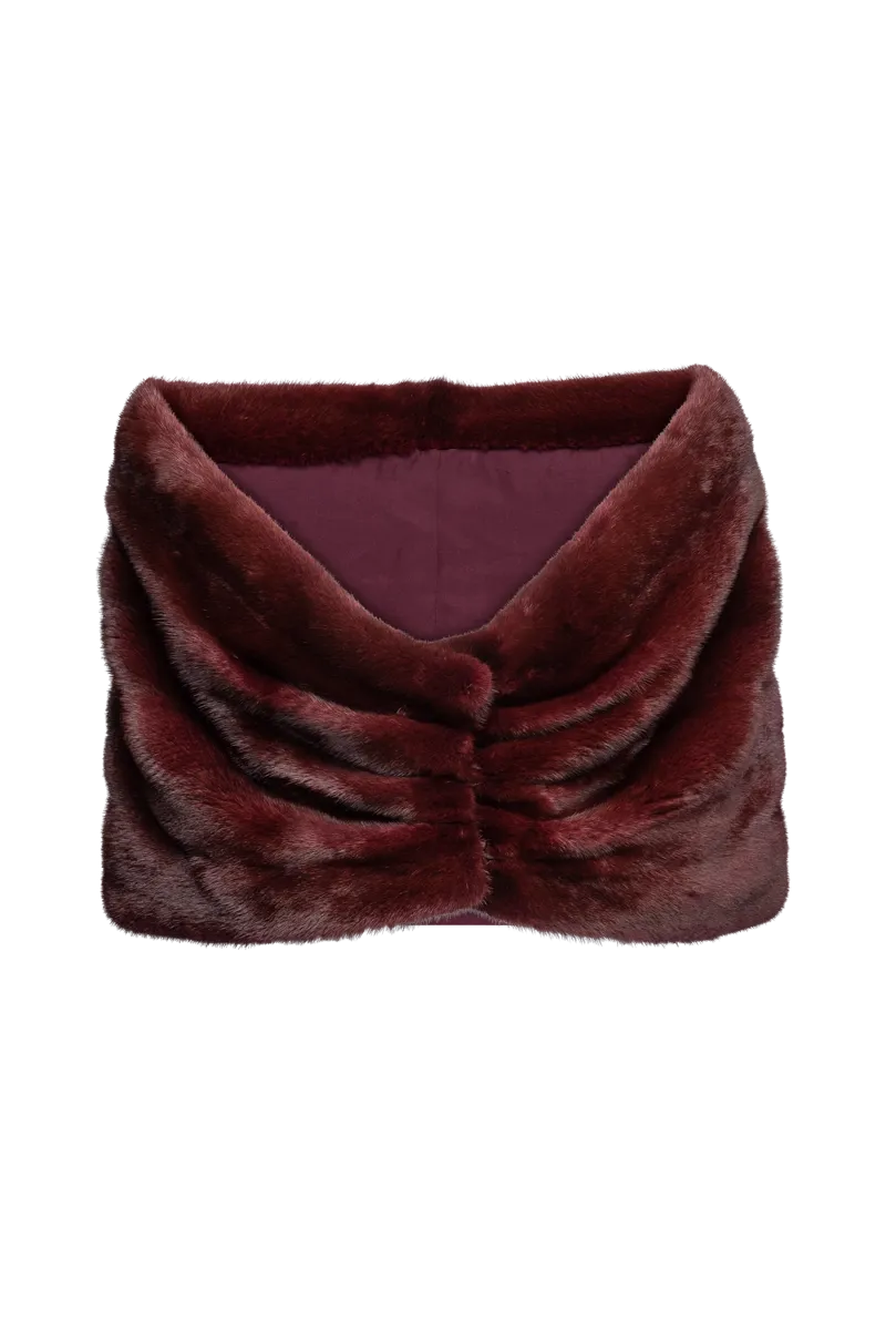 Pleated Red Jewel Mink Fur Stole