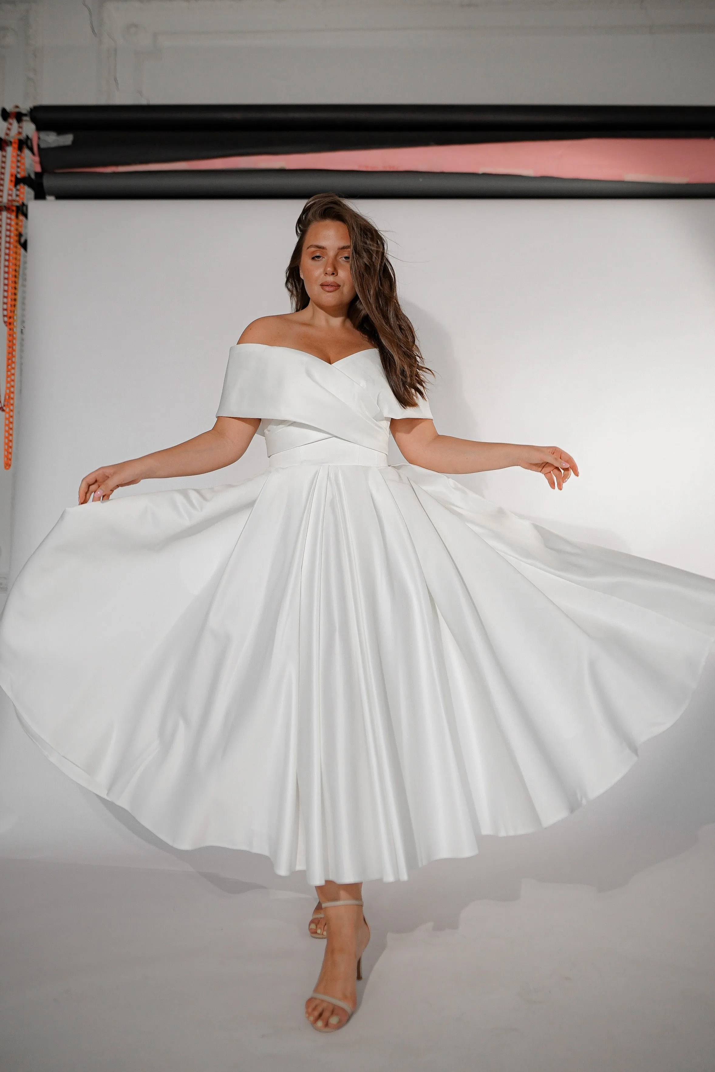 Plus Size Satin Midi Wedding Dress Cameron