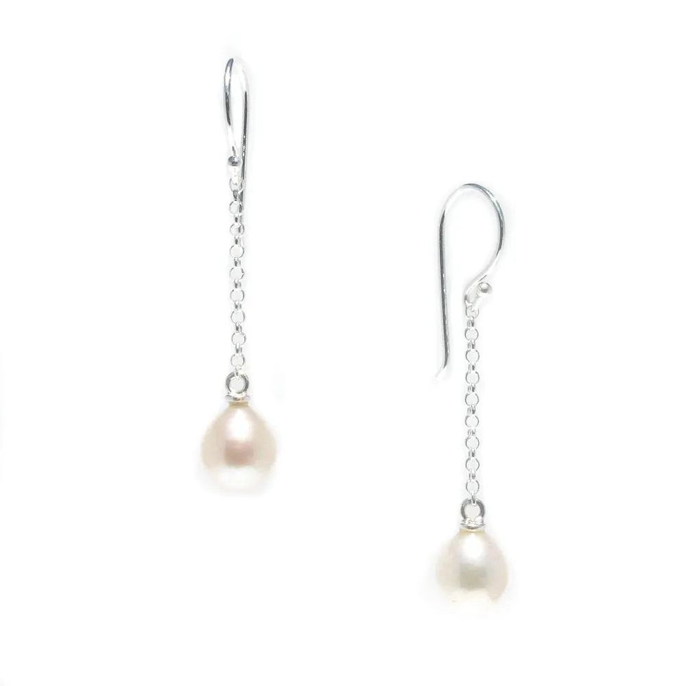 Poppy White Pearl Hook Earrings