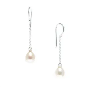 Poppy White Pearl Hook Earrings