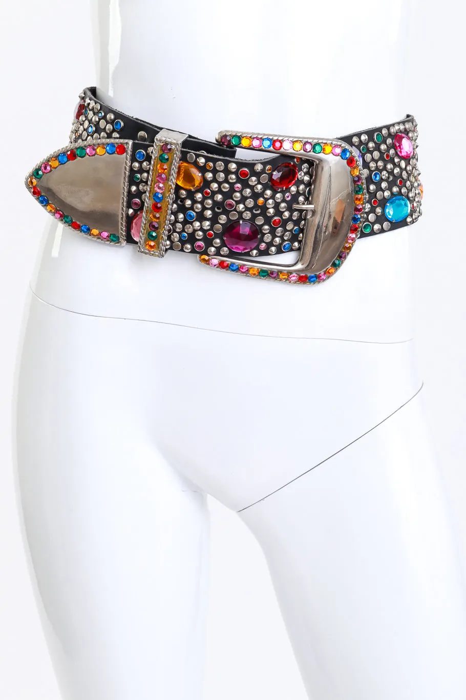 Rainbow Rhinestone Studded Belt