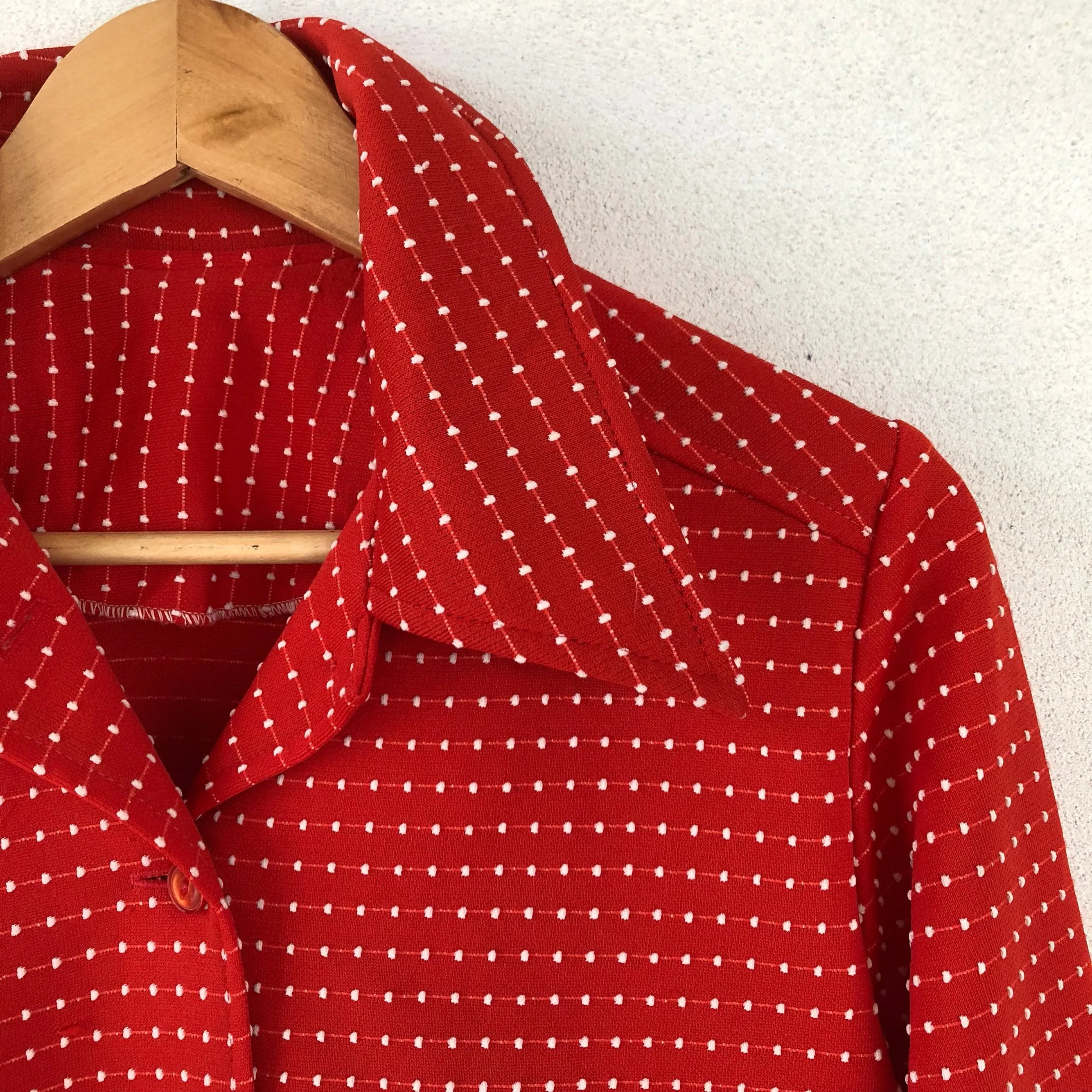 Red Polyester Shirt Jacket