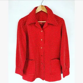 Red Polyester Shirt Jacket