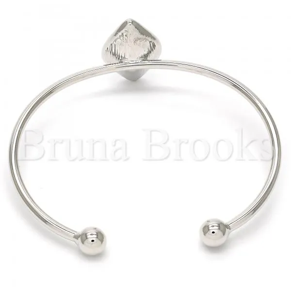 Rhodium Plated Individual Bangle, with Swarovski Crystals, Rhodium Tone