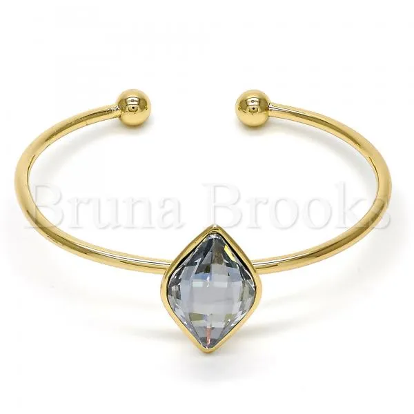 Rhodium Plated Individual Bangle, with Swarovski Crystals, Rhodium Tone