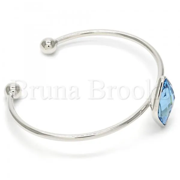 Rhodium Plated Individual Bangle, with Swarovski Crystals, Rhodium Tone