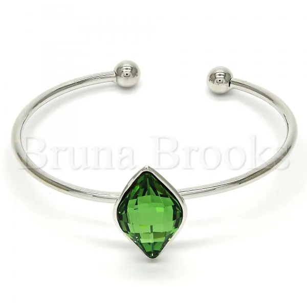 Rhodium Plated Individual Bangle, with Swarovski Crystals, Rhodium Tone