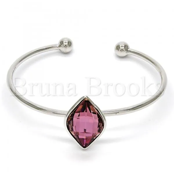 Rhodium Plated Individual Bangle, with Swarovski Crystals, Rhodium Tone