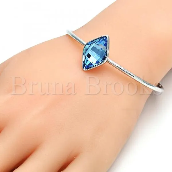 Rhodium Plated Individual Bangle, with Swarovski Crystals, Rhodium Tone