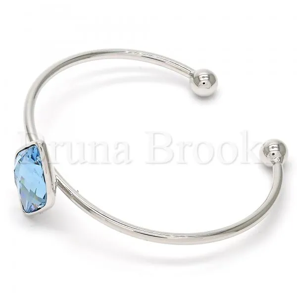 Rhodium Plated Individual Bangle, with Swarovski Crystals, Rhodium Tone