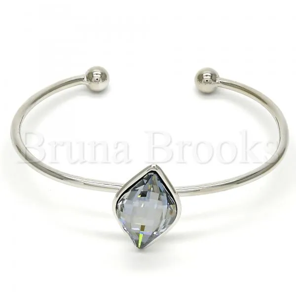 Rhodium Plated Individual Bangle, with Swarovski Crystals, Rhodium Tone