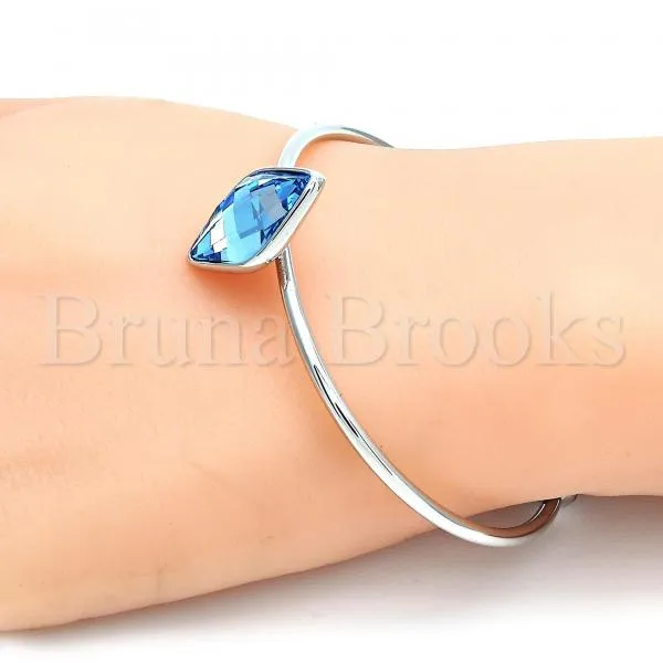 Rhodium Plated Individual Bangle, with Swarovski Crystals, Rhodium Tone