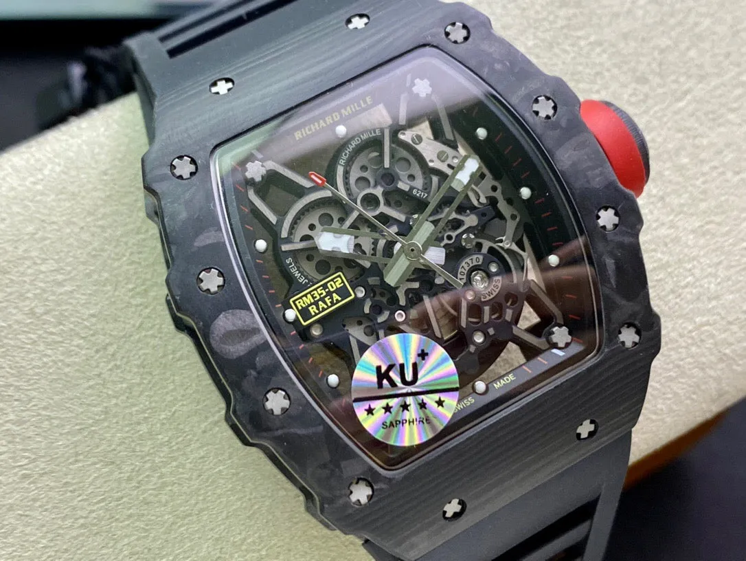 Richard Mille RM035-02 1:1 Best Edition KU Factory Carbon Fiber Black Strap