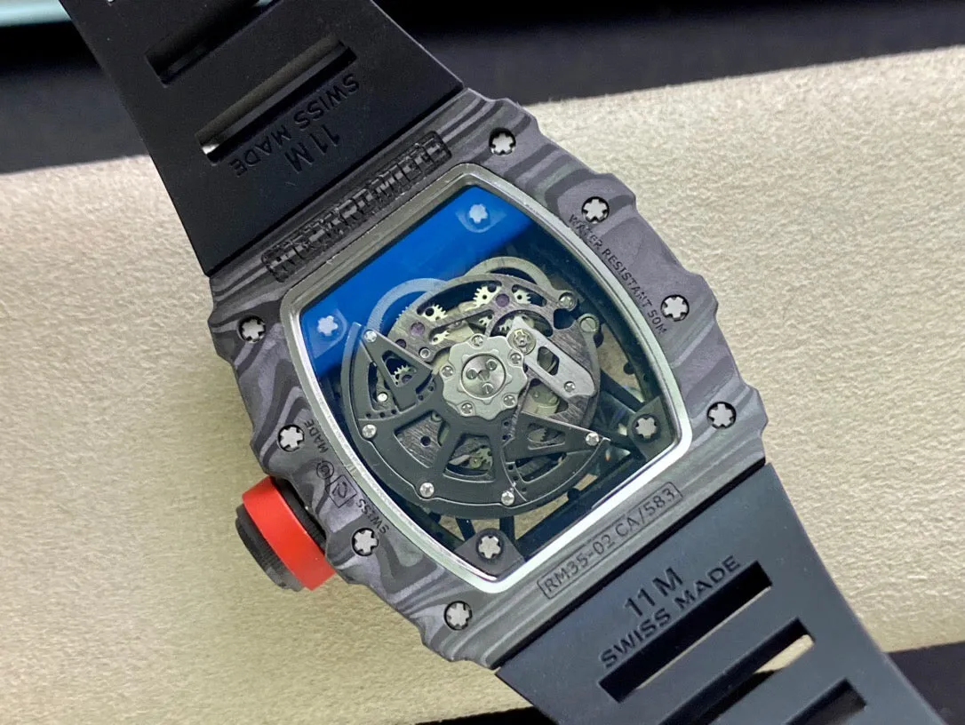 Richard Mille RM035-02 1:1 Best Edition KU Factory Carbon Fiber Black Strap