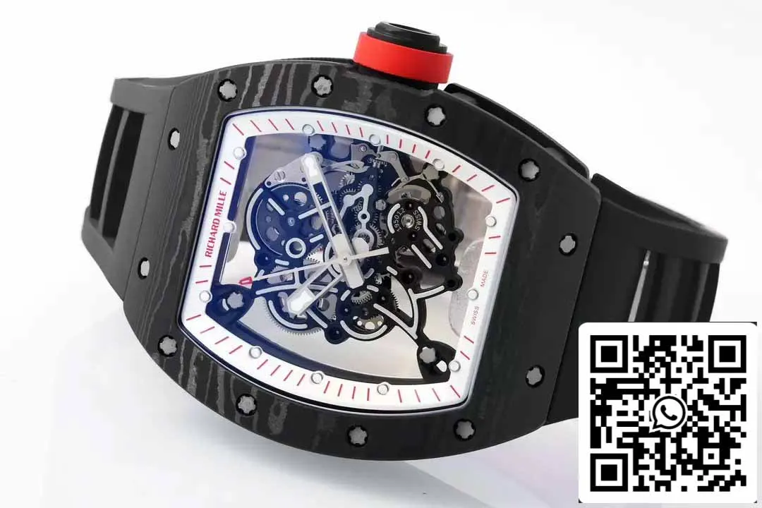 RICHARD MILLE  RM055  ZF 2024 1:1 Best Edition Carbon Fiber Case Red Knob Black Strap