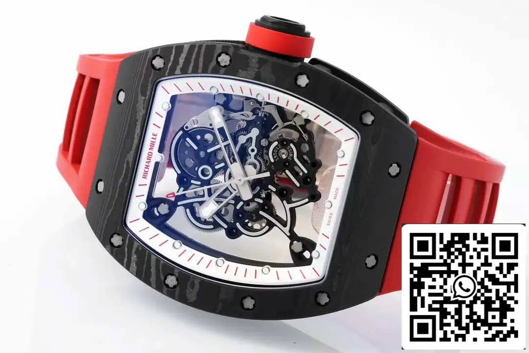 RICHARD MILLE  RM055  ZF 2024 1:1 Best Edition Carbon Fiber Case Red Strap and Knob