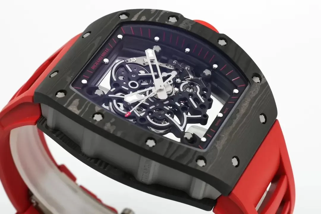 RICHARD MILLE  RM055  ZF 2024 1:1 Best Edition Carbon Fiber Case Red Strap