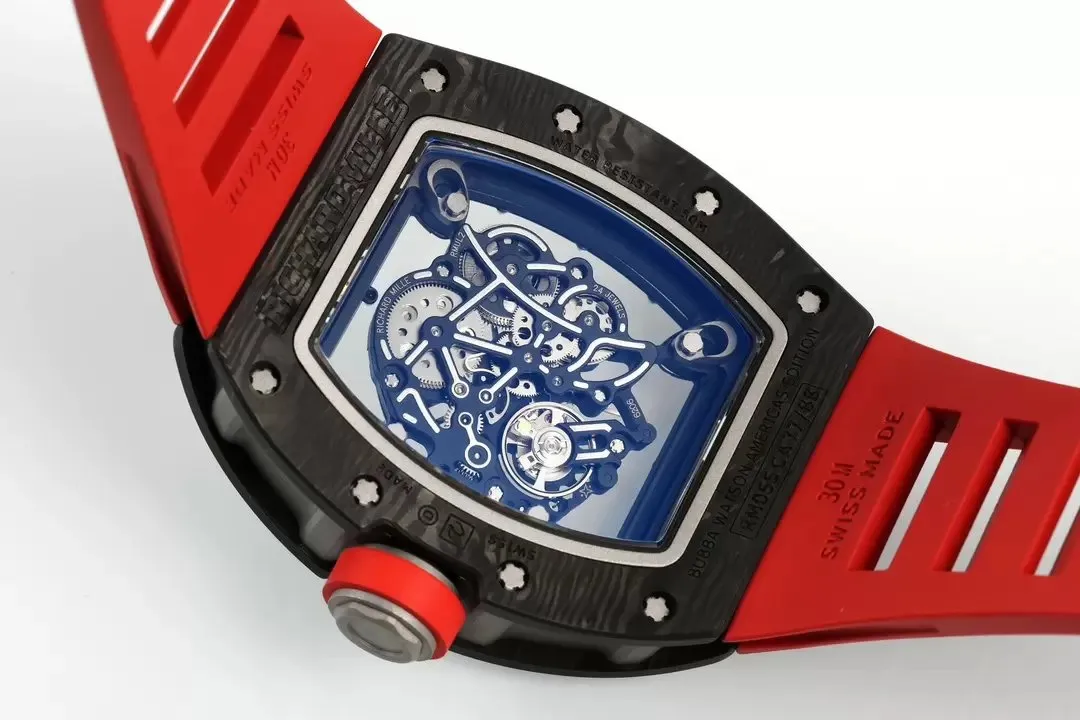 RICHARD MILLE  RM055  ZF 2024 1:1 Best Edition Carbon Fiber Case Red Strap