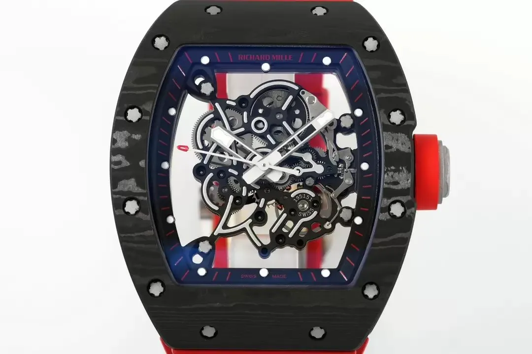 RICHARD MILLE  RM055  ZF 2024 1:1 Best Edition Carbon Fiber Case Red Strap